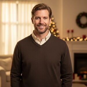 Hart Schaffner Marx Brown Merino Wool V-Neck Sweater 2XT Extra Fine